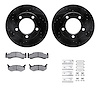 8312-40014 Drilled/Slotted Brake Rotors with 3000-Series Ceramic Brake Pads Kit & Hardware [Black], 1980-1993 Mopar, Position: F - image 1