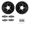 8312-40052 Drilled/Slotted Brake Rotors with 3000-Series Ceramic Brake Pads Kit & Hardware [Black], 1991-1995 Mopar, Position: F - image 1