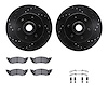8312-40055 Drilled/Slotted Brake Rotors with 3000-Series Ceramic Brake Pads Kit & Hardware [Black], 1991-1996 Mopar, Position: F - image 1