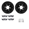 8312-40057 Drilled/Slotted Brake Rotors with 3000-Series Ceramic Brake Pads Kit & Hardware [Black], 1997-1998 Mopar, Position: F - image 1