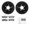 8312-40058 Drilled/Slotted Brake Rotors with 3000-Series Ceramic Brake Pads Kit & Hardware [Black], 1993-1997 Mopar, Position: F - image 1