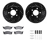 8312-40060 Drilled/Slotted Brake Rotors with 3000-Series Ceramic Brake Pads Kit & Hardware [Black], 1996-2002 Mopar, Position: F - image 1