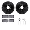 8312-40061 Drilled/Slotted Brake Rotors with 3000-Series Ceramic Brake Pads Kit & Hardware [Black], 1992-2002 Mopar, Position: F - image 1