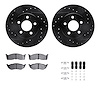 8312-40063 Drilled/Slotted Brake Rotors with 3000-Series Ceramic Brake Pads Kit & Hardware [Black], 1995-1999 Mopar, Position: F - image 1