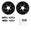 8312-40064 Drilled/Slotted Brake Rotors with 3000-Series Ceramic Brake Pads Kit & Hardware [Black], 2000-2005 Mopar, Position: F - image 1