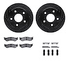 8312-40066 Drilled/Slotted Brake Rotors with 3000-Series Ceramic Brake Pads Kit & Hardware [Black], 2000-2001 Mopar, Position: F - image 1