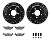 8312-40072 Drilled/Slotted Brake Rotors with 3000-Series Ceramic Brake Pads Kit & Hardware [Black], 1997-2000 Mopar, Position: R - image 1