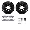8312-40073 Drilled/Slotted Brake Rotors with 3000-Series Ceramic Brake Pads Kit & Hardware [Black], 1998-2000 Mopar, Position: F - image 1