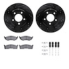 8312-40074 Drilled/Slotted Brake Rotors with 3000-Series Ceramic Brake Pads Kit & Hardware [Black], 1998-2004 Mopar, Position: F - image 1