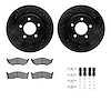 8312-40075 Drilled/Slotted Brake Rotors with 3000-Series Ceramic Brake Pads Kit & Hardware [Black], 1999-2004 Mopar, Position: F - image 1