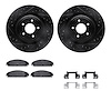 8312-40089 Drilled/Slotted Brake Rotors with 3000-Series Ceramic Brake Pads Kit & Hardware [Black], 2008-2014 Mopar, Position: F - image 1