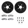 8312-40090 Drilled/Slotted Brake Rotors with 3000-Series Ceramic Brake Pads Kit & Hardware [Black], 2006-2018 Mopar, Position: F - image 1