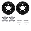 8312-42003 Drilled/Slotted Brake Rotors with 3000-Series Ceramic Brake Pads Kit & Hardware [Black], 1976-1978 Mopar, Position: F - image 1