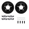 8312-42012 Drilled/Slotted Brake Rotors with 3000-Series Ceramic Brake Pads Kit & Hardware [Black], 1982-1986 Mopar, Position: F - image 1