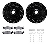 8312-42013 Drilled/Slotted Brake Rotors with 3000-Series Ceramic Brake Pads Kit & Hardware [Black], 1986-1992 Mopar, Position: F - image 1