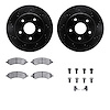 8312-42027 Drilled/Slotted Brake Rotors with 3000-Series Ceramic Brake Pads Kit & Hardware [Black], 2008-2012 Mopar, Position: F - image 1