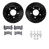 8312-45003 Drilled/Slotted Brake Rotors with 3000-Series Ceramic Brake Pads Kit & Hardware [Black], 1979-1980 GM, Position: Rear - image 1