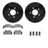 8312-45005 Drilled/Slotted Brake Rotors with 3000-Series Ceramic Brake Pads Kit & Hardware [Black], 1990-1996 GM, Position: Fron - image 1