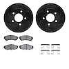 8312-45008 Drilled/Slotted Brake Rotors with 3000-Series Ceramic Brake Pads Kit & Hardware [Black], 1986-1992 GM, Position: Fron - image 1