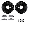 8312-45009 Drilled/Slotted Brake Rotors with 3000-Series Ceramic Brake Pads Kit & Hardware [Black], 1994-2001 GM, Position: Fron - image 1