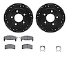 8312-45010 Drilled/Slotted Brake Rotors with 3000-Series Ceramic Brake Pads Kit & Hardware [Black], 1988-1994 GM, Position: Rear - image 1