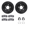 8312-45011 Drilled/Slotted Brake Rotors with 3000-Series Ceramic Brake Pads Kit & Hardware [Black], 2006-2010 GM, Position: Rear - image 1
