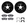 8312-45012 Drilled/Slotted Brake Rotors with 3000-Series Ceramic Brake Pads Kit & Hardware [Black], 1997-2005 GM, Position: Fron - image 1
