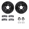 8312-45013 Drilled/Slotted Brake Rotors with 3000-Series Ceramic Brake Pads Kit & Hardware [Black], 1994-1999 GM, Position: Rear - image 1