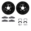8312-45015 Drilled/Slotted Brake Rotors with 3000-Series Ceramic Brake Pads Kit & Hardware [Black], 1998-2002 GM, Position: Fron - image 1