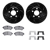 8312-45016 Drilled/Slotted Brake Rotors with 3000-Series Ceramic Brake Pads Kit & Hardware [Black], 1998-2002 GM, Position: Fron - image 1