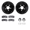 8312-45017 Drilled/Slotted Brake Rotors with 3000-Series Ceramic Brake Pads Kit & Hardware [Black], 1998-2003 GM, Position: Rear - image 1