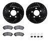 8312-45018 Drilled/Slotted Brake Rotors with 3000-Series Ceramic Brake Pads Kit & Hardware [Black], 2001-2007 GM, Position: Fron - image 1