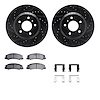 8312-45023 Drilled/Slotted Brake Rotors with 3000-Series Ceramic Brake Pads Kit & Hardware [Black], 2006-2016 GM, Position: Fron - image 1