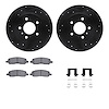8312-45024 Drilled/Slotted Brake Rotors with 3000-Series Ceramic Brake Pads Kit & Hardware [Black], 2006-2011 GM, Position: Rear - image 1