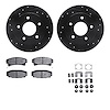 8312-46006 Drilled/Slotted Brake Rotors with 3000-Series Ceramic Brake Pads Kit & Hardware [Black], 1986-1992 GM, Position: Rear - image 1