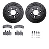 8312-46007 Drilled/Slotted Brake Rotors with 3000-Series Ceramic Brake Pads Kit & Hardware [Black], 1998-1999 GM, Position: Fron - image 1