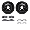 8312-46015 Drilled/Slotted Brake Rotors with 3000-Series Ceramic Brake Pads Kit & Hardware [Black], 2004-2009 GM, Position: Fron - image 1