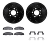 8312-46024 Drilled/Slotted Brake Rotors with 3000-Series Ceramic Brake Pads Kit & Hardware [Black], 2003-2007 GM, Position: Fron - image 1