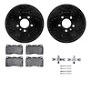 8312-46027 Drilled/Slotted Brake Rotors with 3000-Series Ceramic Brake Pads Kit & Hardware [Black], 2013-2019 GM, Position: Fron - image 1