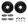 8312-46037 Drilled/Slotted Brake Rotors with 3000-Series Ceramic Brake Pads Kit & Hardware [Black], 2004-2009 GM, Position: Rear - image 1