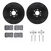 8312-46038 Drilled/Slotted Brake Rotors with 3000-Series Ceramic Brake Pads Kit & Hardware [Black], 2004-2011 GM, Position: Rear - image 1