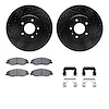 8312-46043 Drilled/Slotted Brake Rotors with 3000-Series Ceramic Brake Pads Kit & Hardware [Black], 2009-2011 GM, Position: Fron - image 1