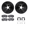 8312-46047 Drilled/Slotted Brake Rotors with 3000-Series Ceramic Brake Pads Kit & Hardware [Black], 2011-2017 GM, Position: Fron - image 1