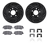 8312-46056 Drilled/Slotted Brake Rotors with 3000-Series Ceramic Brake Pads Kit & Hardware [Black], 2013-2019 GM, Position: Rear - image 1