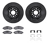8312-46057 Drilled/Slotted Brake Rotors with 3000-Series Ceramic Brake Pads Kit & Hardware [Black], 2017-2020 GM, Position: Fron - image 1