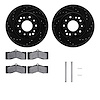 8312-47002 Drilled/Slotted Brake Rotors with 3000-Series Ceramic Brake Pads Kit & Hardware [Black], 1963-1982 GM, Position: Fron - image 1