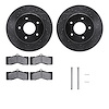 8312-47003 Drilled/Slotted Brake Rotors with 3000-Series Ceramic Brake Pads Kit & Hardware [Black], 1963-1982 GM, Position: Fron - image 1