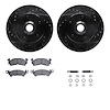 8312-47004 Drilled/Slotted Brake Rotors with 3000-Series Ceramic Brake Pads Kit & Hardware [Black], 1969-1974 GM, Position: Fron - image 1