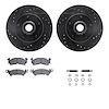 8312-47005 Drilled/Slotted Brake Rotors with 3000-Series Ceramic Brake Pads Kit & Hardware [Black], 1970-1981 GM, Position: Fron - image 1