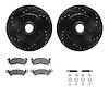 8312-47007 Drilled/Slotted Brake Rotors with 3000-Series Ceramic Brake Pads Kit & Hardware [Black], 1978-1990 GM, Position: Fron - image 1